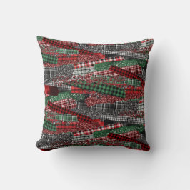 Cojín Decorativo Festive Patchwork Plaid & Glitter Holiday Accent