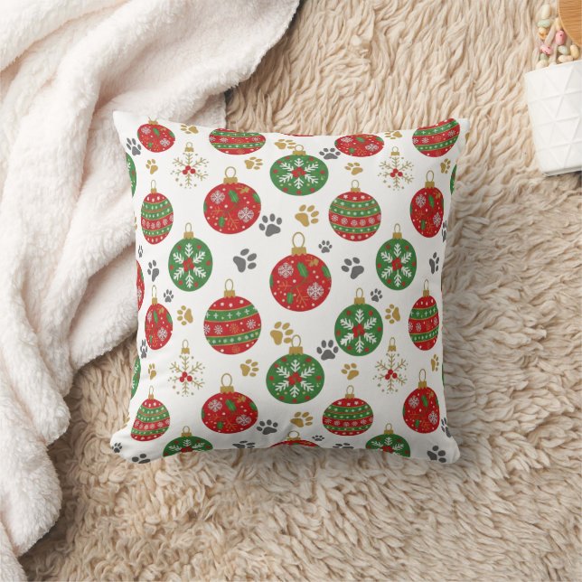 Cojín Decorativo Festive Paw Print Christmas Ornament Pillow (Manta)