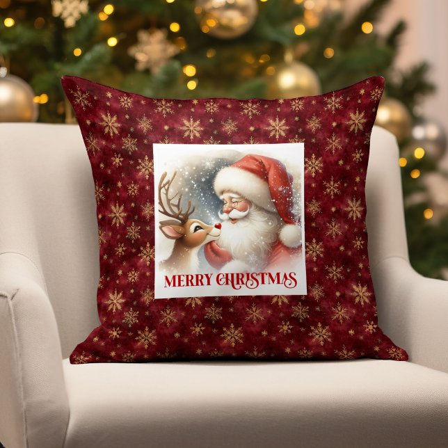 Cojín Decorativo Festive Santa Claus Rudolph Holiday Pillow  (Festive Santa Claus Rudolph Holiday Pillow for Home

)