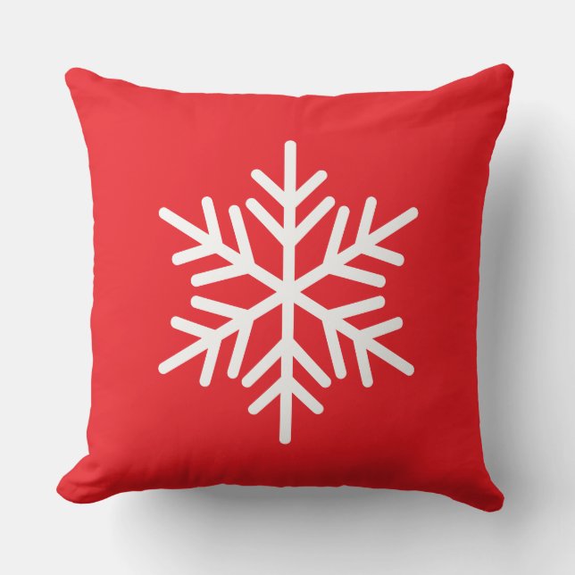 Cojín Decorativo Festive White Alpine Snowflake On Christmas Red (Anverso)