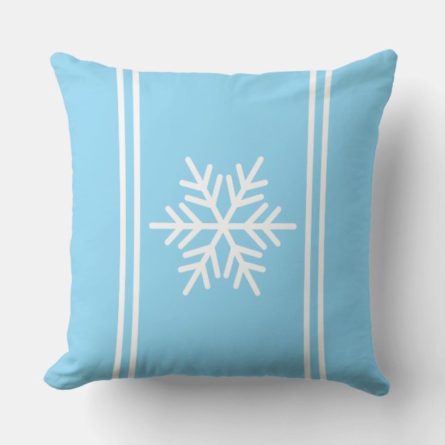 Cojín Decorativo Festividad Bonito Rayos de nieve Luz Azul franjas  (Anverso)
