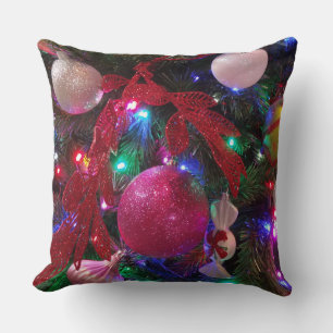 Cojín Decorativo Festividad colorida del árbol de Navidad multicolo