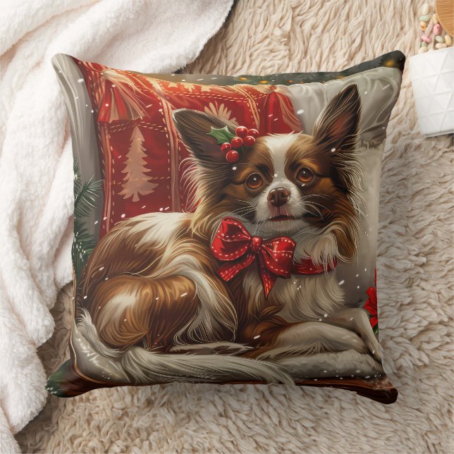 Cojín Decorativo Festividad de los Navidades Papillon Dog (Manta)
