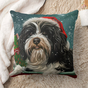 Cojín Decorativo Festividad de los Navidades tibetanos de perros te