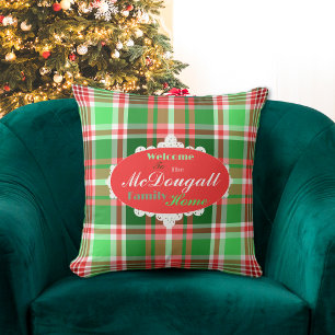 Cojín Decorativo Festividad de Navidades blancos verde rojo persona