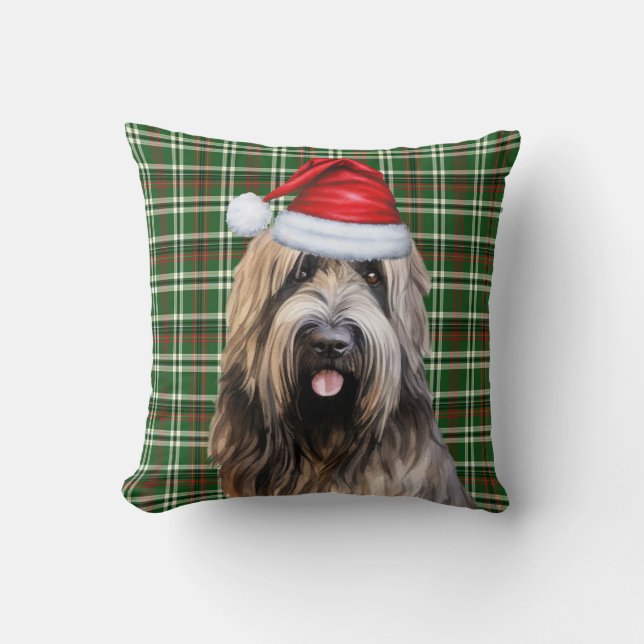 Cojín Decorativo Festividad de Navidades Briard Shepherd Green Plai (Anverso)