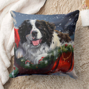 Cojín Decorativo Festividad de Navidades de perros de Terranova