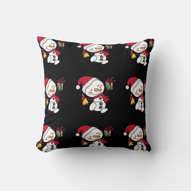 Cojín Decorativo Festividad en invierno de Snowman Pillow (Anverso)