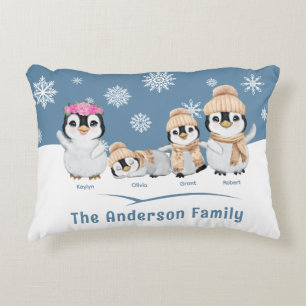 Cojín Decorativo Festividad familiar pingüina personalizada