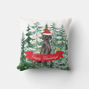 Cojín Decorativo Festividad feliz Howlidays Black Lab Dog