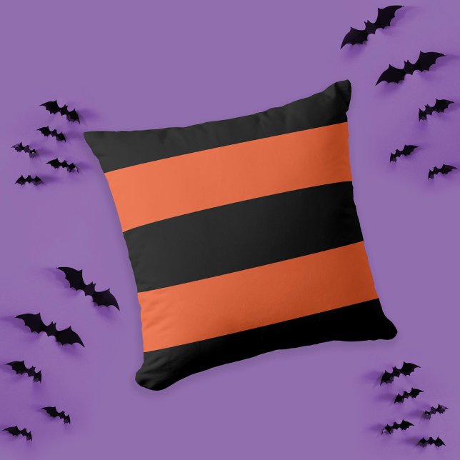 Cojín Decorativo Festividad Halloween negro y Naranja audaz Stripe (Subido por el creador)