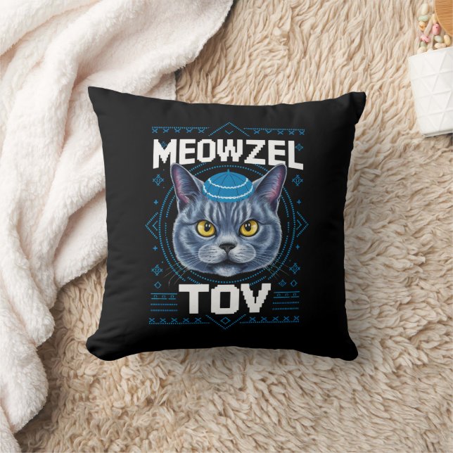 Cojín Decorativo Festividad judía de Meowzel Tov Hanukkah (Manta)