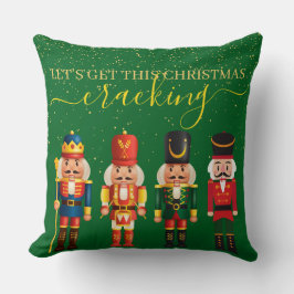 Cojín Decorativo Festividad moderna de Navidad Green Cute Nutcracke
