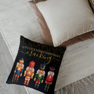 Cojín Decorativo Festividad moderna de Navidad Negro Cute Nutcracke