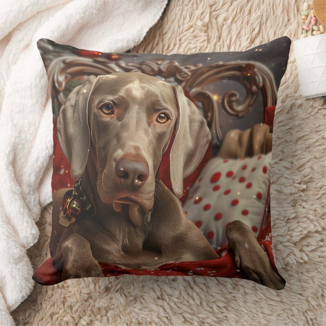 Cojín Decorativo Festividad navideña del perro de Weimaraner (Manta)