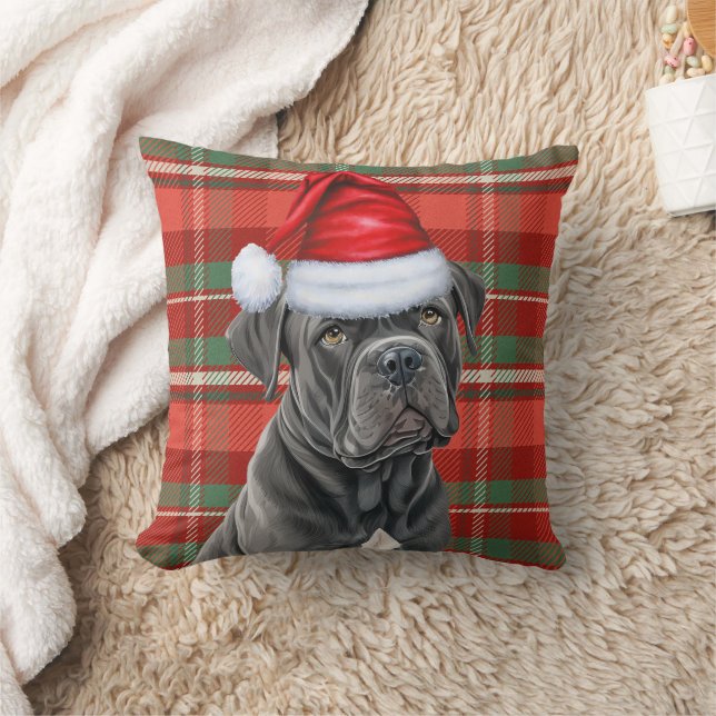 Cojín Decorativo Festividades de Cane Corso Red Green Plaid Navidad (Manta)