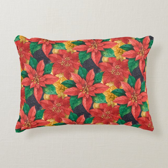 Cojín Decorativo Festividades de los Navidades de la Poinsettias Ro (Anverso)