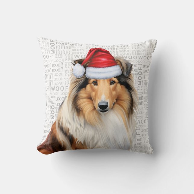 Cojín Decorativo Festividades de los Navidades Rough Collie Dog Lov (Anverso)