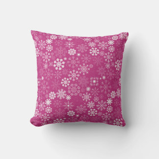 Cojín Decorativo Festividades de nieve magenta y blanca - Navidades