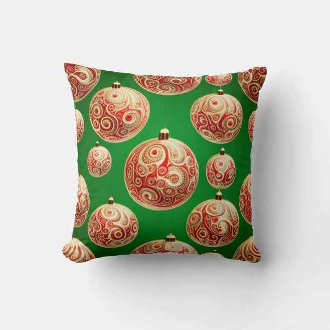 Cojín Decorativo Festividades rojas y verdes (Anverso)