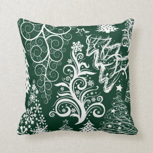Cojín Decorativo Festividades Verdes Árboles navideños Nochebuena P