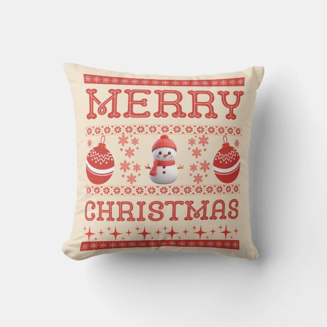 Cojín decorativo festivo de Navidades de Snowman (Anverso)