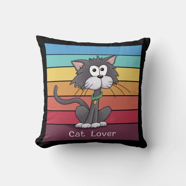 Cojín decorativo festivo para el amante del gato (Anverso)