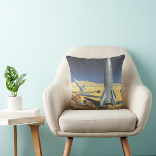 Cojín Decorativo Ficción científica vintage planeta desértico con c