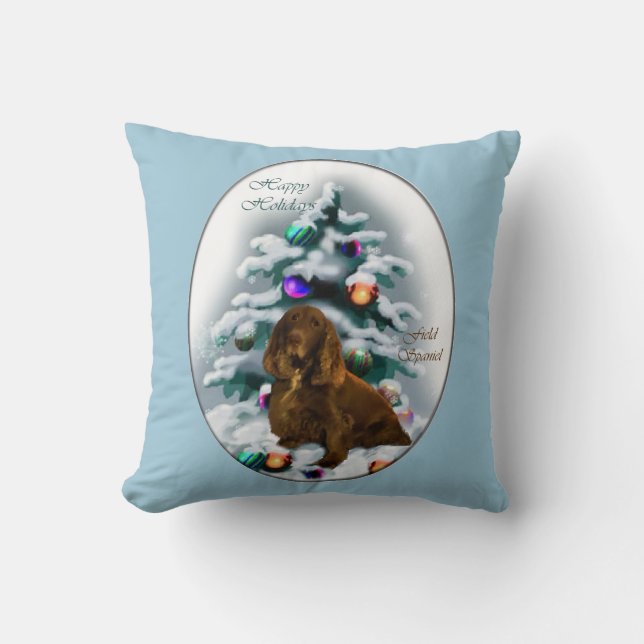 Cojín Decorativo Field Spaniel Navidad (Anverso)