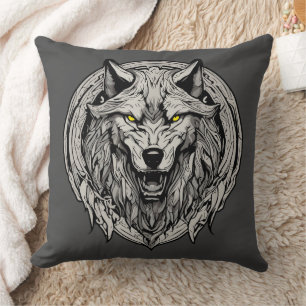 Cojín Decorativo Fierce Wolf Mandala: Símbolo de fuerza