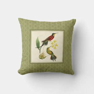 Cojín Decorativo Fiery Topaz Hummingbirds Damask Pillow