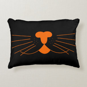 Cojín Decorativo Fiesta de cara de gato de Naranja negro de Hallowe