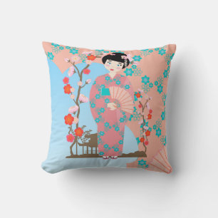 Cojín Decorativo Fiesta de cumpleaños de Geisha chica