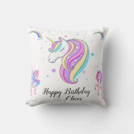 Cojín Decorativo Fiesta de cumpleaños de Unicornio editable