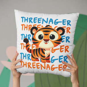 Cojín Decorativo Fiesta de cumpleaños número 3 del niño tigre Three