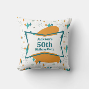 Cojín Decorativo Fiesta de cumpleaños número 50 Retro mediados de s