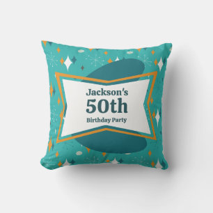 Cojín Decorativo Fiesta de cumpleaños número 50 Retro mediados de s