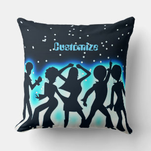 Cojín Decorativo Fiesta de danza retro Verde azulado
