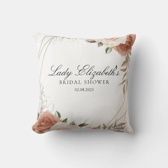 Cojín Decorativo Fiesta de Despedida de Soltera de Florales Morados (Anverso)