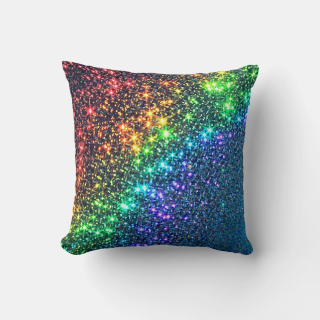 Cojín Decorativo Fiesta de Estrellas Arcoiris (Anverso)