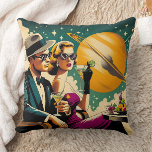 Cojín Decorativo Fiesta de Gangsters con Martini de Época Espacial