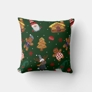 Cojín Decorativo Fiesta de Gnomo de Jengibre de Navidad Adorable Re