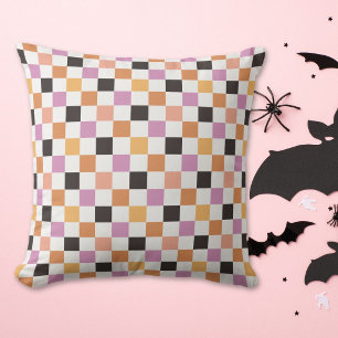 Cojín Decorativo Fiesta de Halloween Coquette a Cuadros