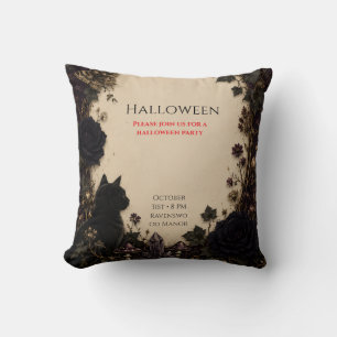 Cojín Decorativo Fiesta de Halloween Gótica Rosas, Hiedra Oscura, P
