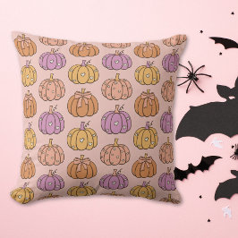 Cojín Decorativo Fiesta de Halloween Rosa Coquette Femenina Calabaz