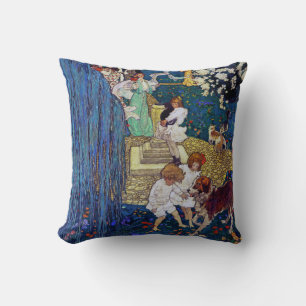 Cojín Decorativo Fiesta de jardín con perro y gato, Jessie Willcox 