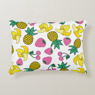 Cojín Decorativo Fiesta de la fruta: plátanos, piñas, fresas