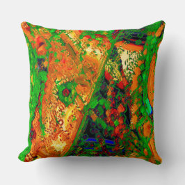 Cojín Decorativo Fiesta de la máscara o carnaval de pinturas, naran