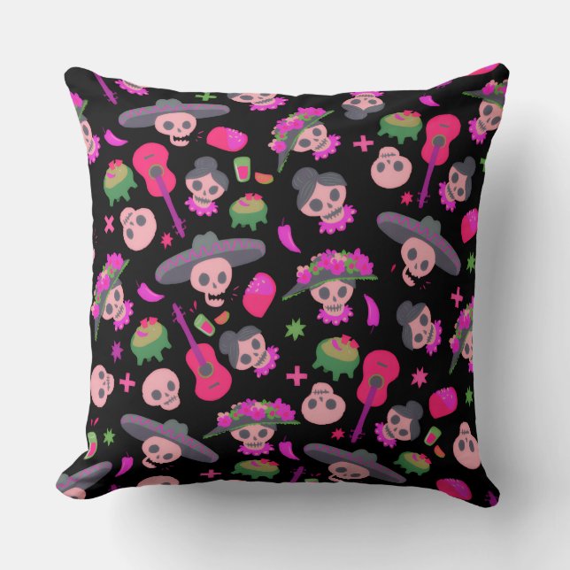 Cojín Decorativo Fiesta De Los Muertos Throw Pillow (Anverso)