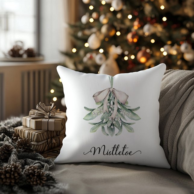 Cojín Decorativo Fiesta de Mistletoe (mistletoe posy festive holiday throw pillow)